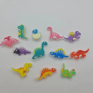 12 Dinosaur Glow in the dark Shoe Charms Silicone Lot for Crocs